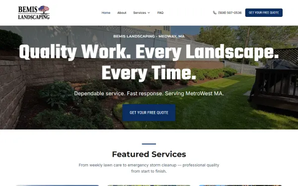 Bemis Landscaping website